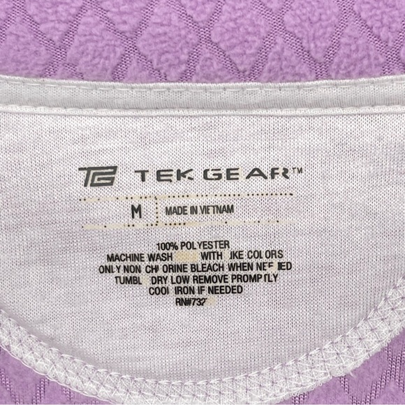 Tek Gear Quilted Fleece 1/4 Zip Pullover Women M Purple Thumbholes Turtleneck - Picture 7 of 10